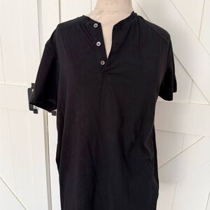 Kenneth Cole Black Short Sleeve Henley Shirt